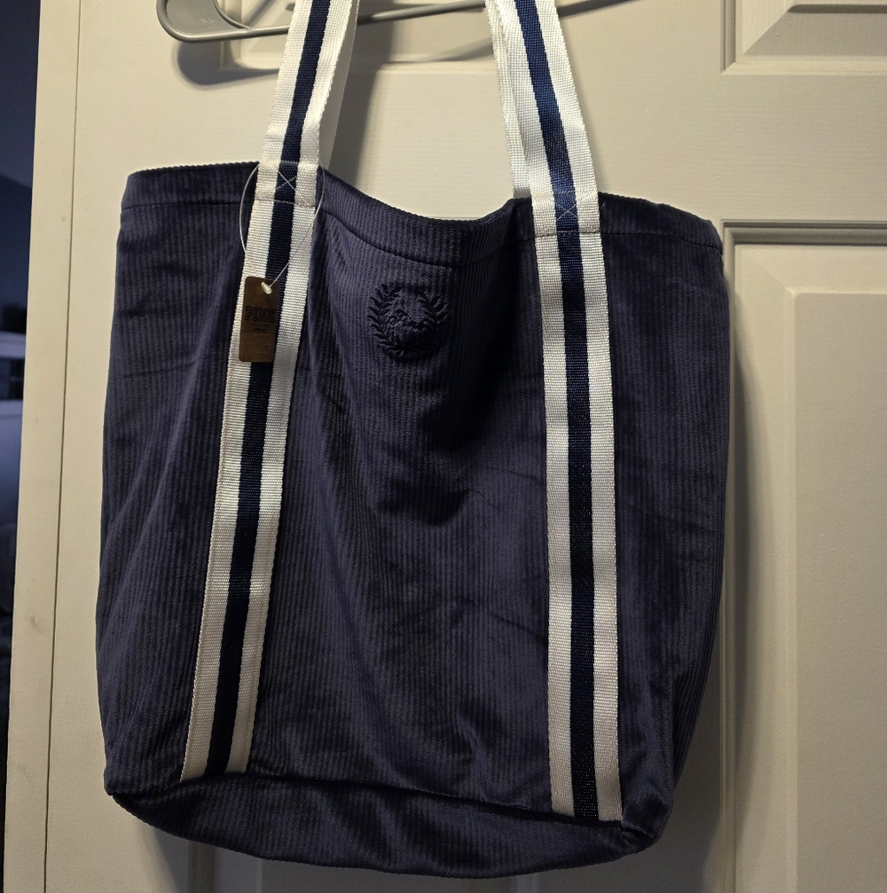 PINK Victoria's Secret Navy and White Tote Bag